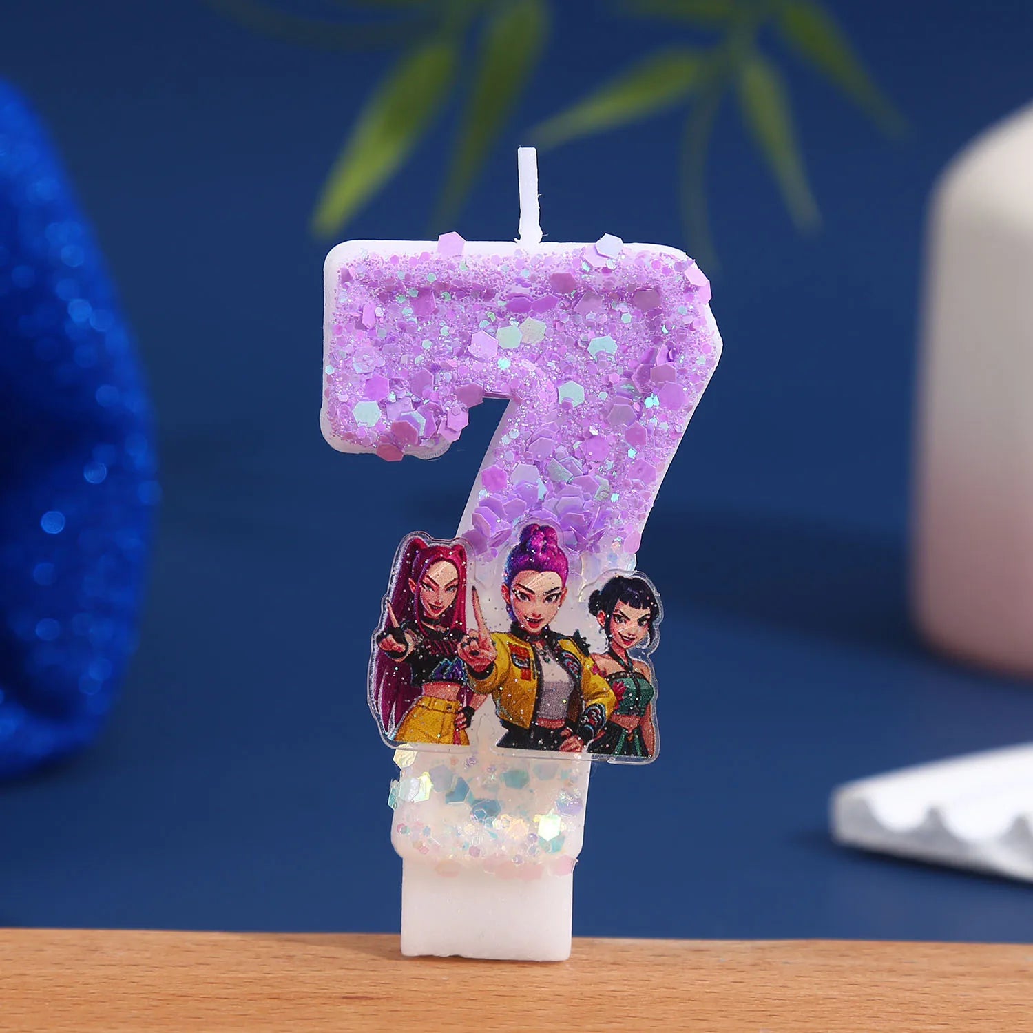 Purple Glitter Birthday Number Candle - Creative Cake Decoration