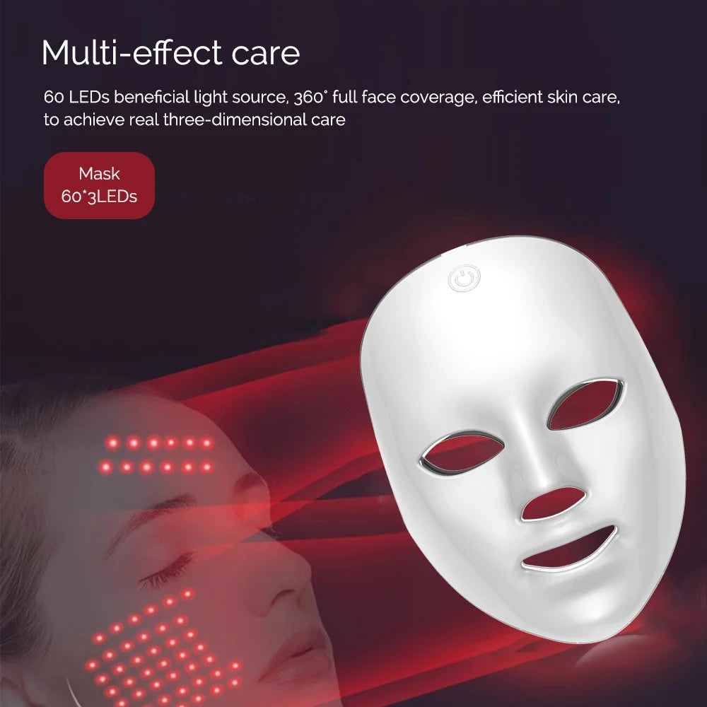7 Color Wireless LED Facial Mask for Skin Rejuvenation & Firming