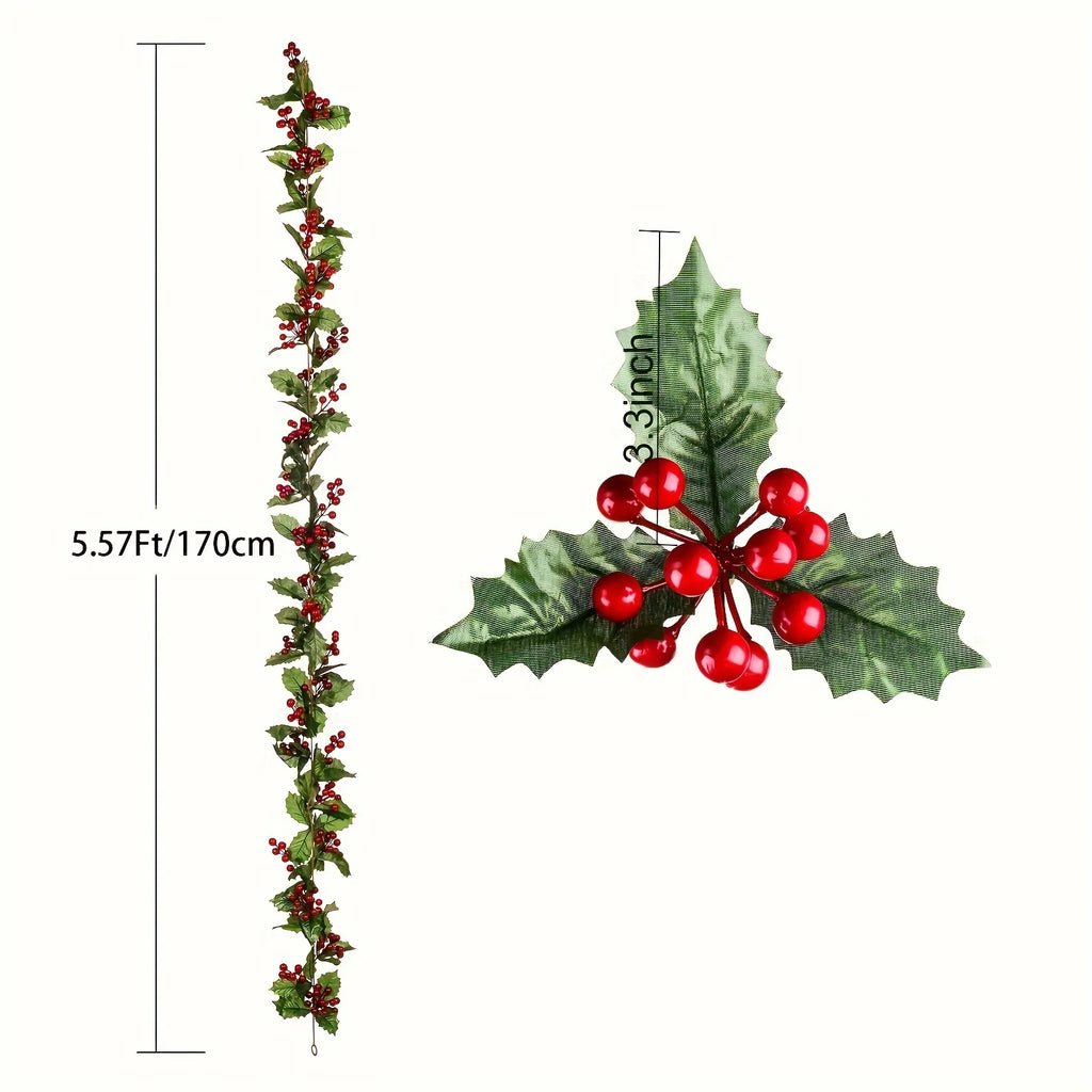 Festive Christmas Garland with Red Berries - Elegant Holiday Decor