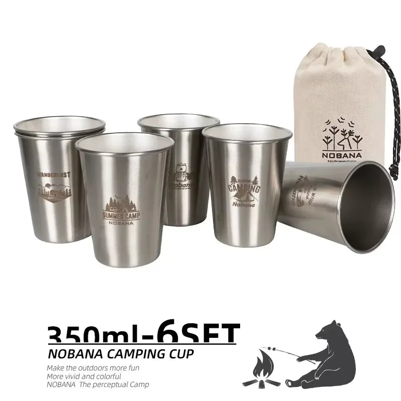 MOUNTAINHIKER 304 Stainless Steel Camping Cup Set - 4/6/8PCS Travel Cups