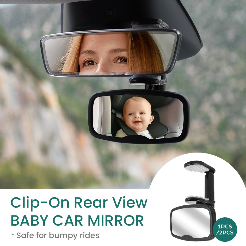 Shatterproof Baby Car Mirror - Safe Clip-On Infant Rearview Mirror