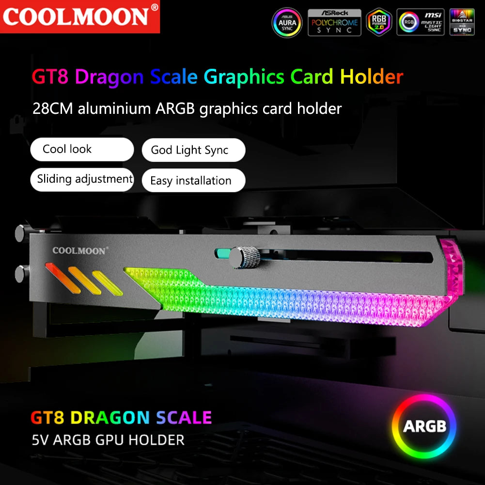 COOLMOON 2pcs PC Accessory Kit - Horizontal GPU & Graphics Card Support