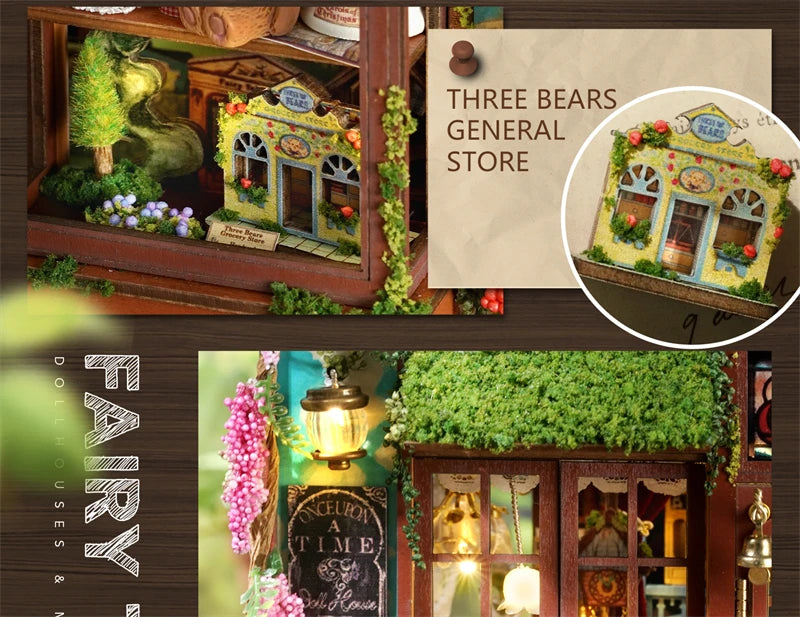 DIY Fairy-Tale Wonderhouse Wooden Miniature Dollhouse Kit with Furniture