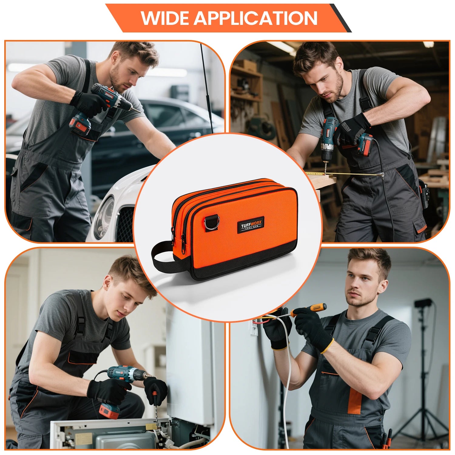 Compact Double-Zip Tool Storage Pouch - Durable, Multifunctional Design