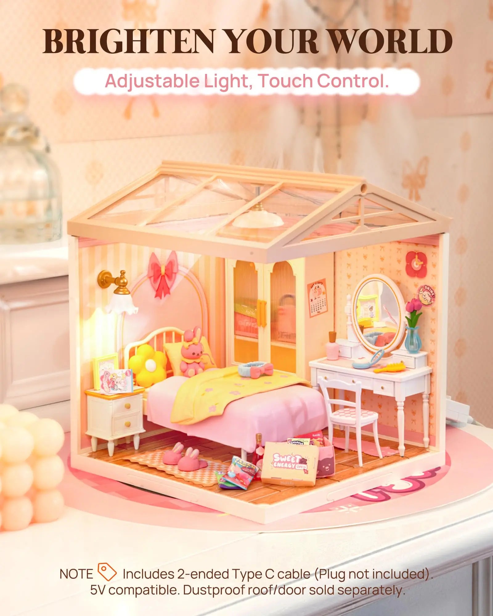 Robotime 3D Puzzle Miniature Pink Bedroom DIY Model Kit