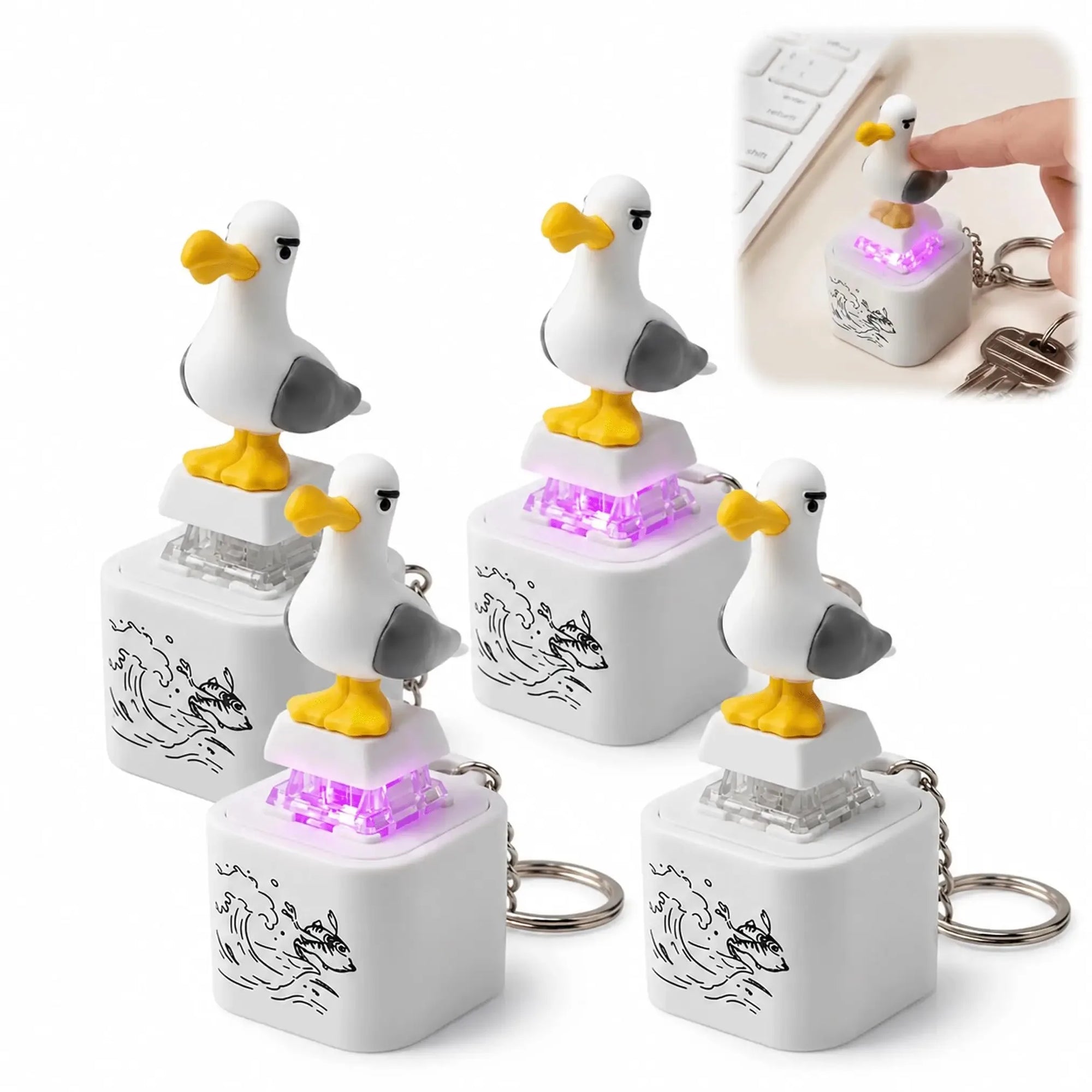 Rechargeable Interactive Sound Keychain - Playful Seagull Call
