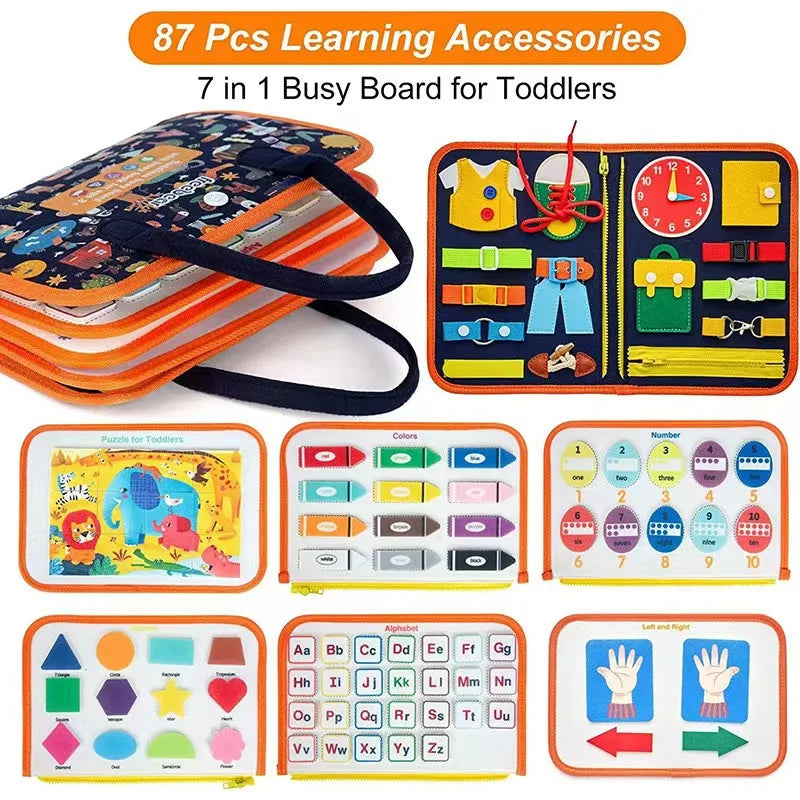 Montessori Busy Board - Educational Sensory Toy for Kids Aged 3-6