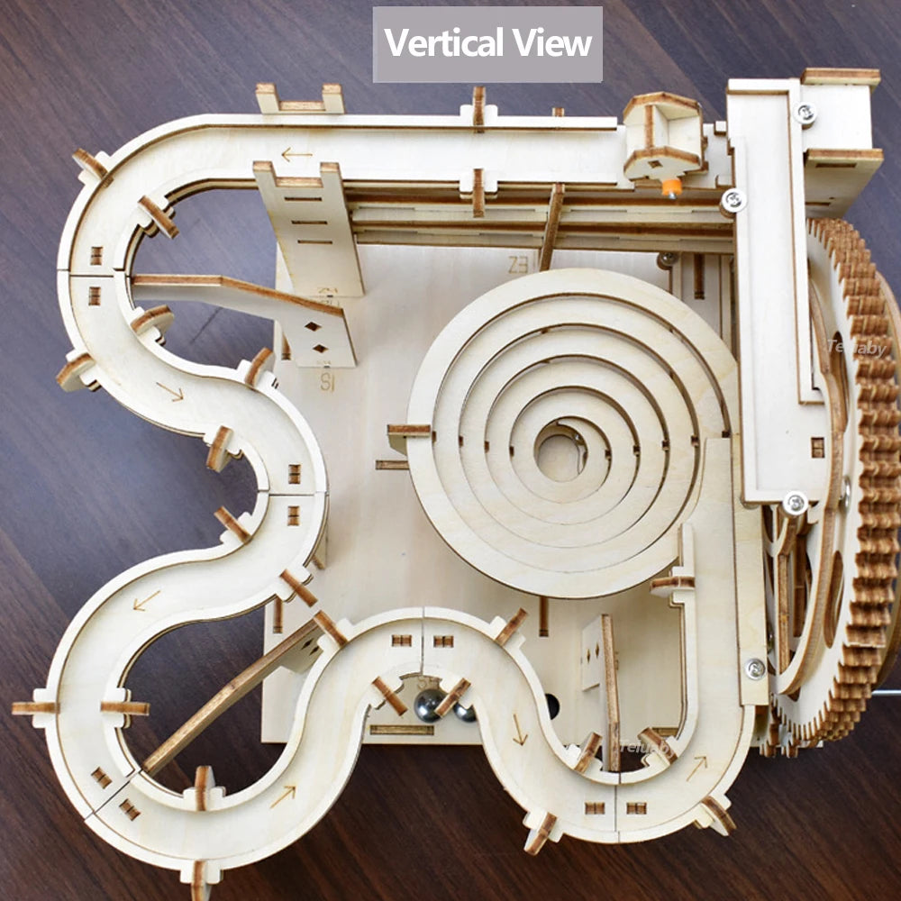 3D Wooden Puzzle Marble Run Set - DIY Mechanical Model Kit for All Ages