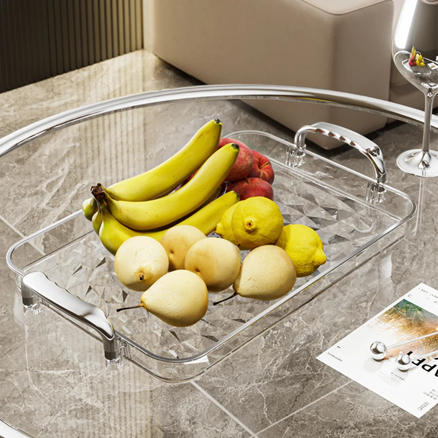 Clear Plastic Food Tray - Double Handle Rectangle Design