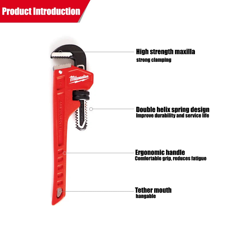 Milwaukee 6" Steel Pipe Wrench - Overbite Jaw for Pro Grip