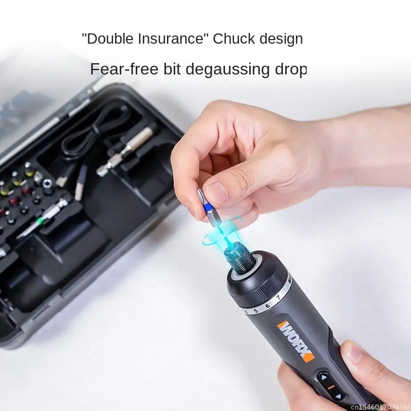 Worx 4V Mini Cordless Electric Screwdriver Set - Rechargeable, 30 Bits