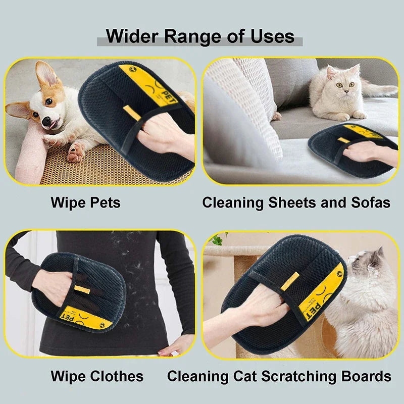 Electrostatic Pet Hair Remover Gloves for Cats & Dogs - 2-in-1 Lint Brush