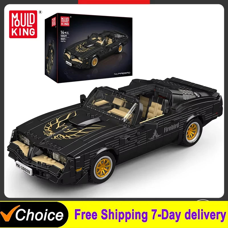 1557-Piece Black Firebird Sport Racing Car Building Set for Kids