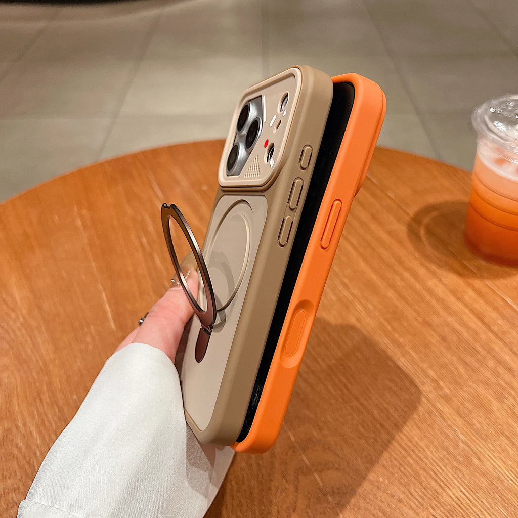 Luxury Magnetic Phone Case with Metal Ring Holder for iPhone 15-17