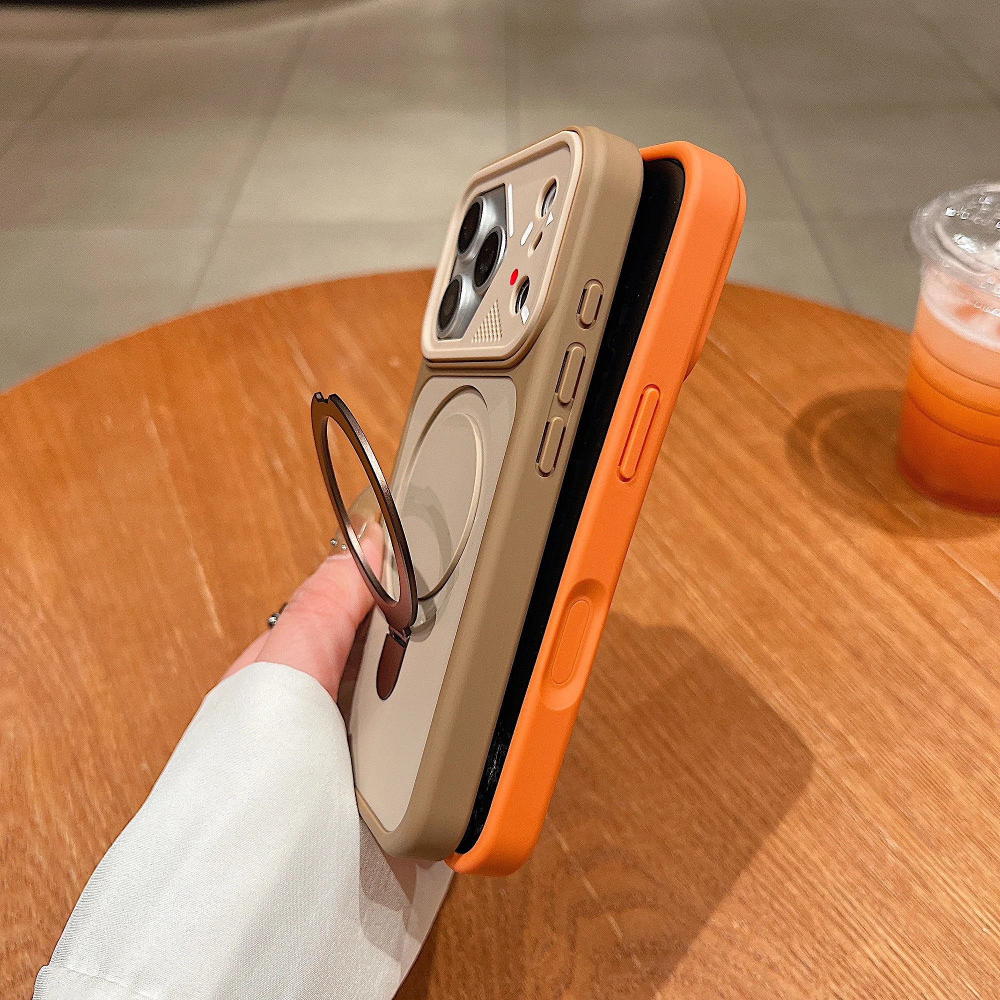 Luxury Magnetic Phone Case with Metal Ring Holder for iPhone 15-17
