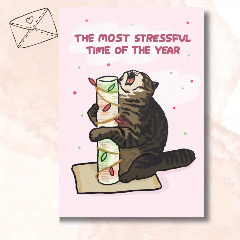 Funny Cat Christmas Card - Lighten Holiday Stress with Humor