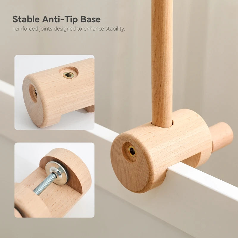 Wooden Baby Bed Bell Bracket - 0-12 Months Mobile Toy Holder