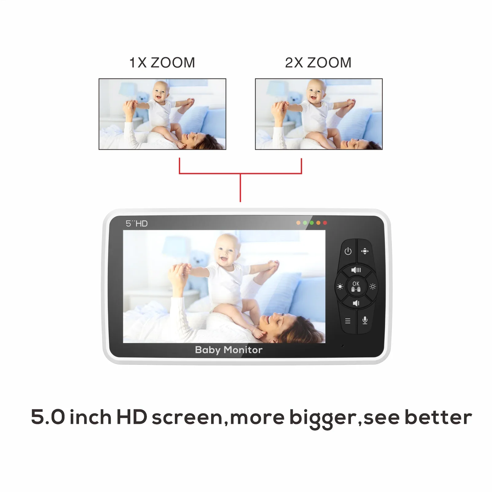 5-Inch Video Baby Monitor with 4X Zoom & 22H Battery Life