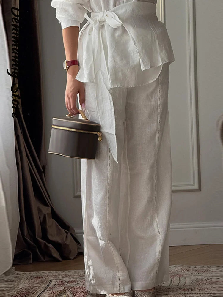 Chin.Sweety Women's Casual Linen Pants Set - Stylish & Comfortable
