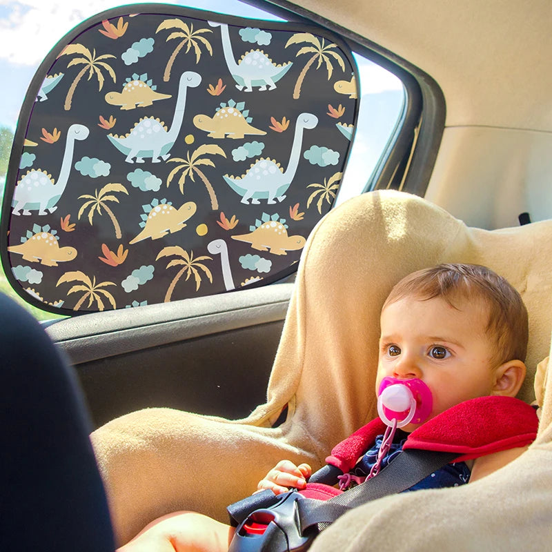 Cute Dinosaur Car Sun Shades for Kids - UV & Heat Protection, 2 Pack