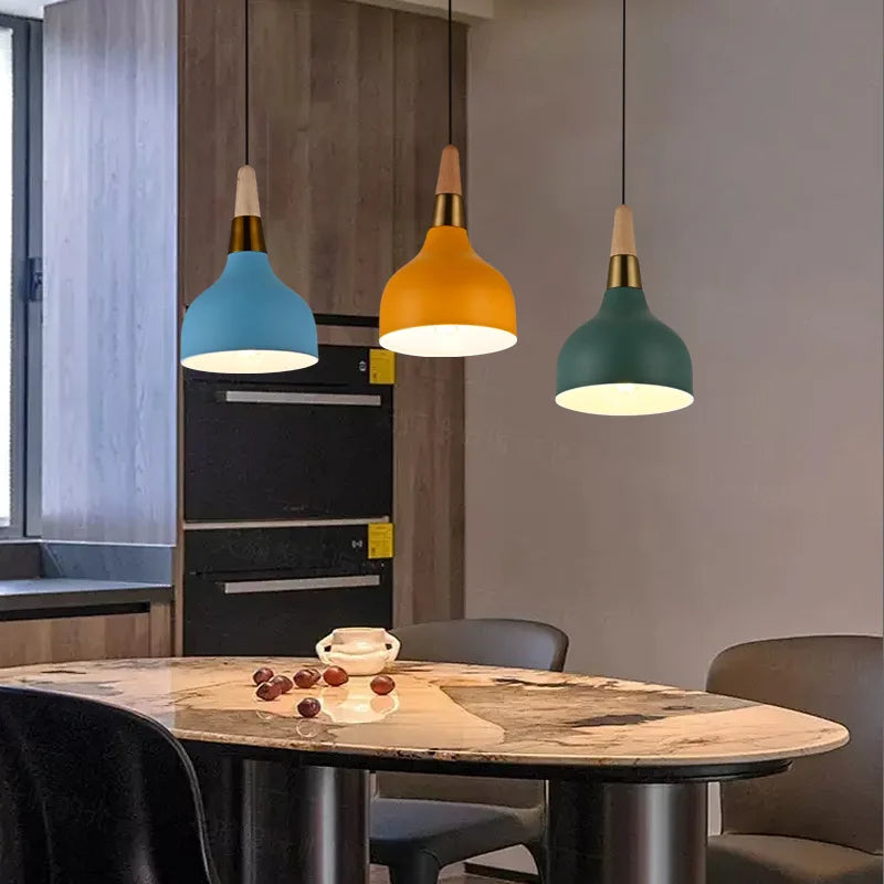 Nordic Chandelier Pendant Light with Wooden Handle - Modern Design