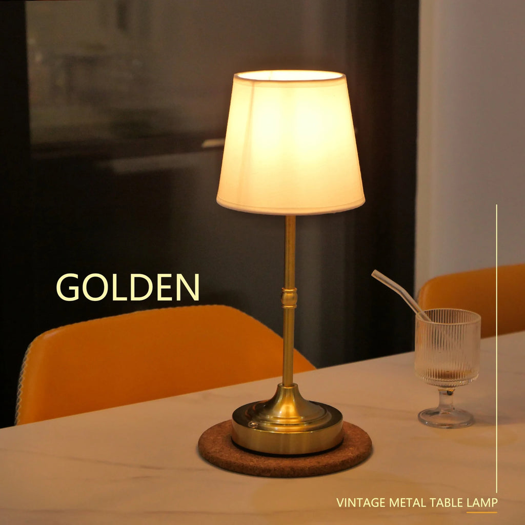 Modern Luxury Fabric Table Lamp - Dimmable & Rechargeable LED