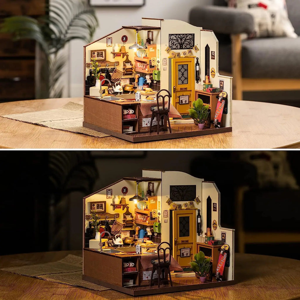 Robotime Cozy Kitchen 3D Wooden Puzzle DIY Miniature Craft Kit