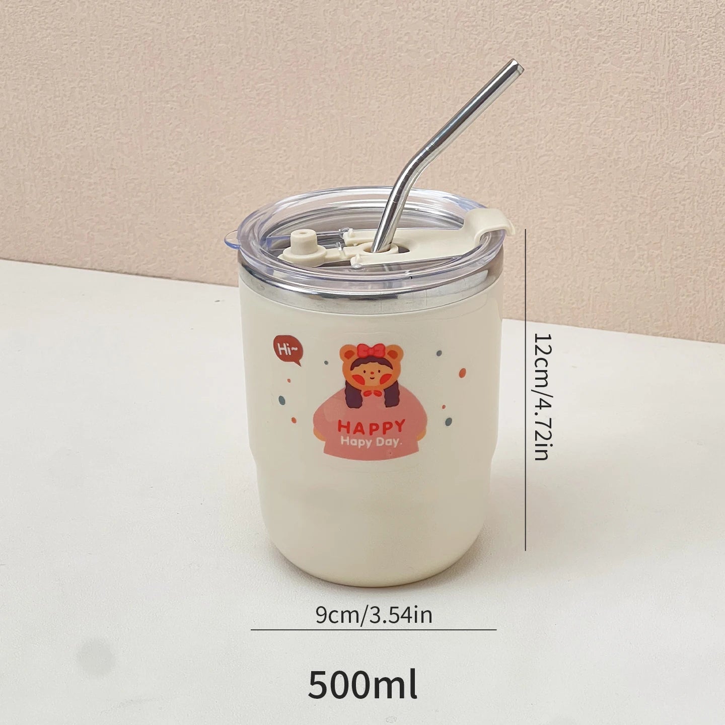 Kids Insulated Stainless Steel Thermos Cup with Straw