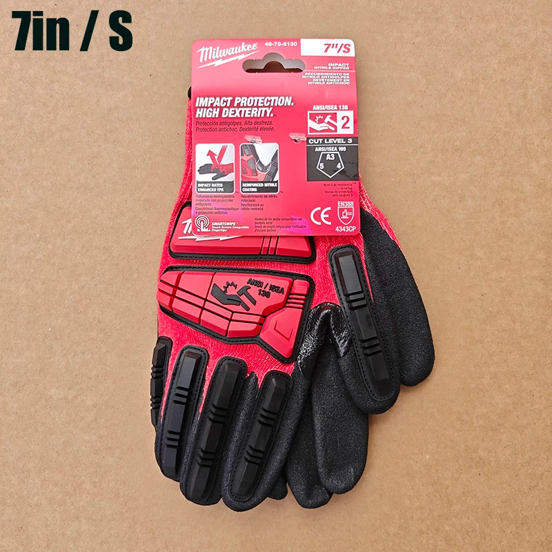 Milwaukee Level 3 Nitrile-Dipped Cut & Impact Resistant Work Gloves