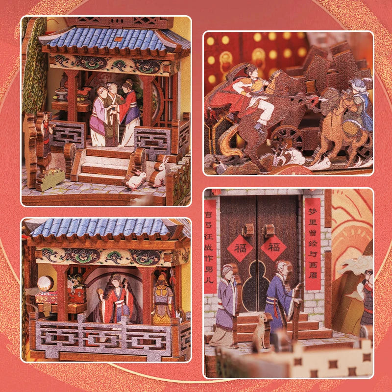 CUTEBEE Mulan Book Nook DIY Miniature Dollhouse with Lights