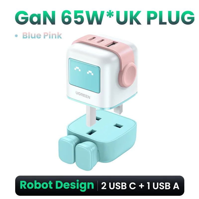 UGREEN 65W GaN Fast Charger - Unique Uno Robot Design