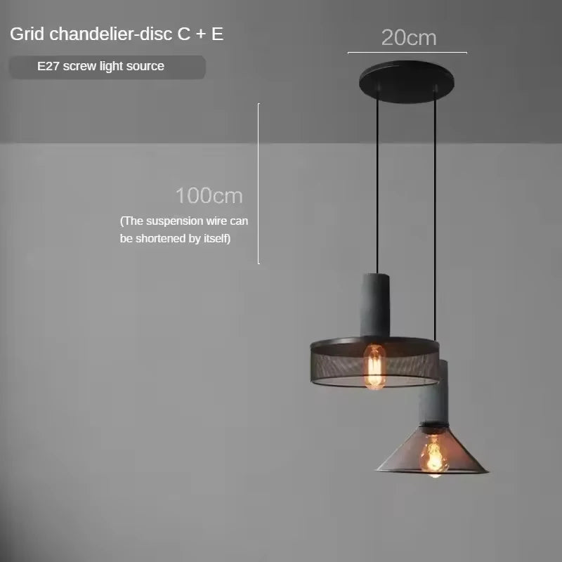 Vintage Industrial Cement Pendant Light - E27 LED Chandelier