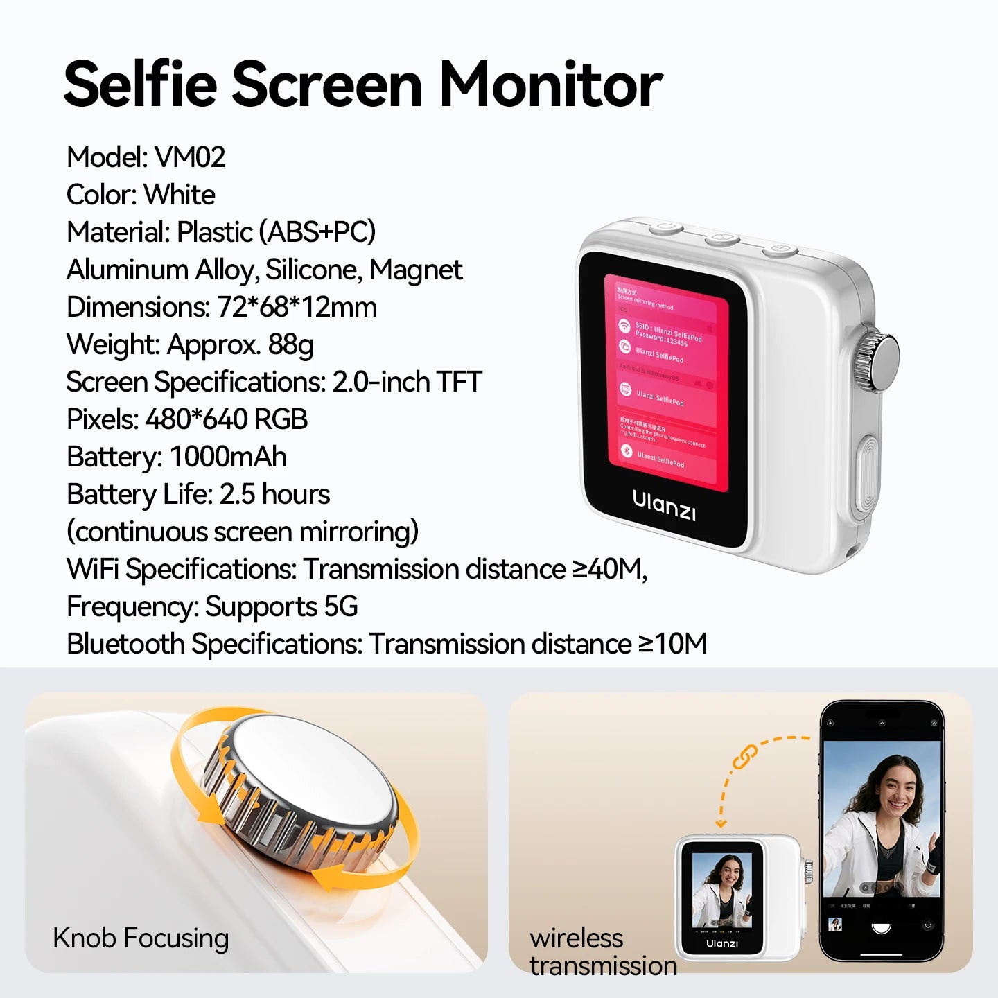Ulanzi VM02 Magnetic Selfie Screen Monitor for Phone Vlogging