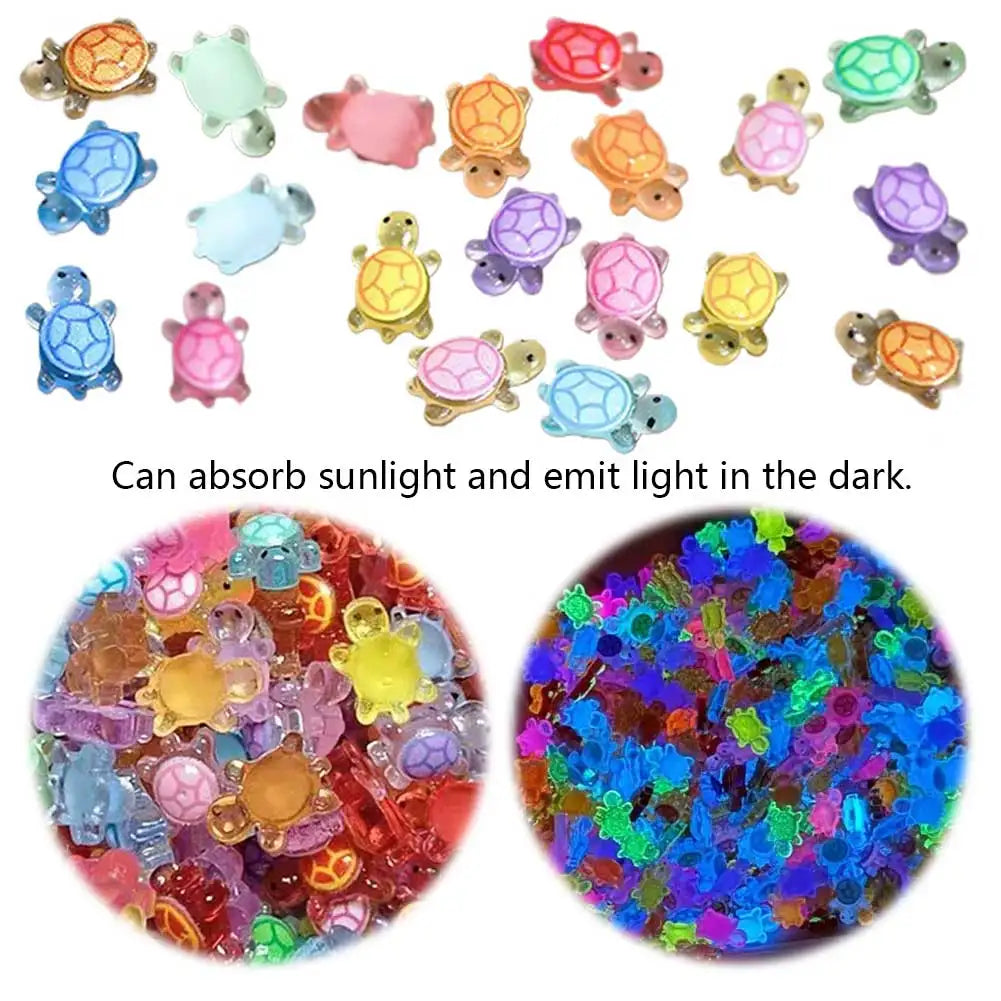 Vibrant Mini Resin Turtles - Glow in the Dark Figurines for Decor