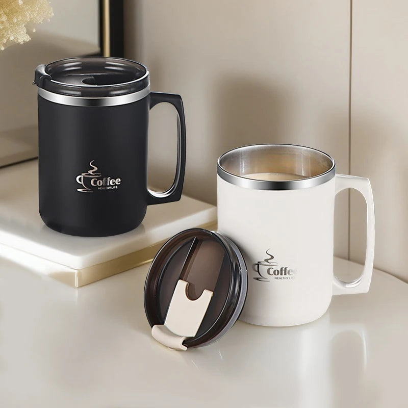 Double-Layer Insulated Stainless Steel Coffee Mug with Handle