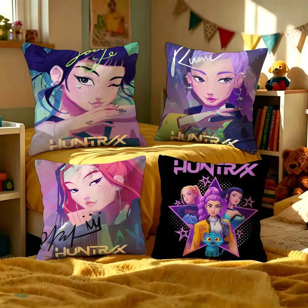 Kop-Cartoon K-Pop Demon Hunters Cushion Cover - Home Decor Pillow