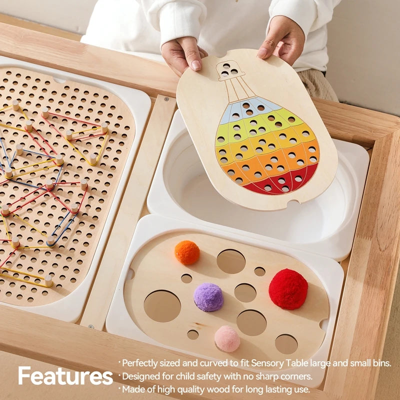 Montessori Wooden Sensory Table for Kids - Fine Motor Skill Development