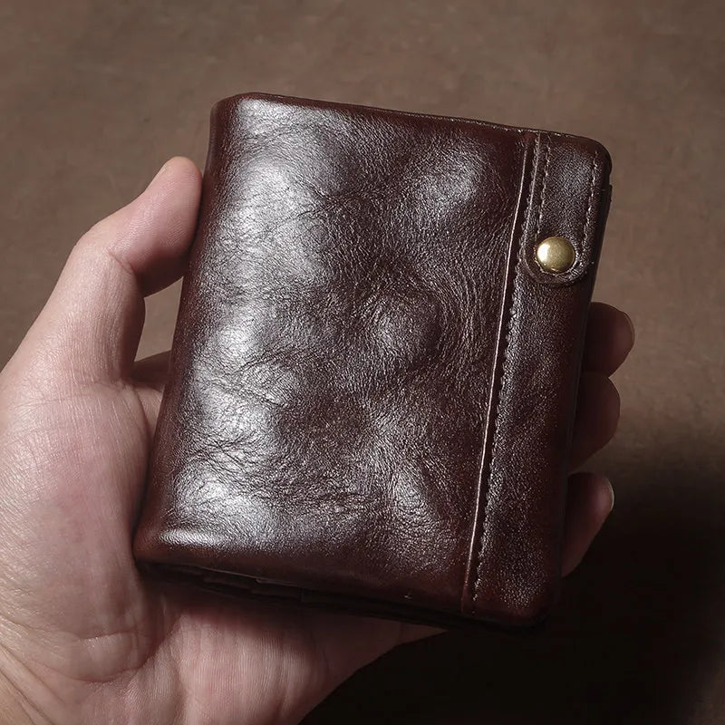 Premium Unisex Genuine Leather Short Card Case & Coin Purse