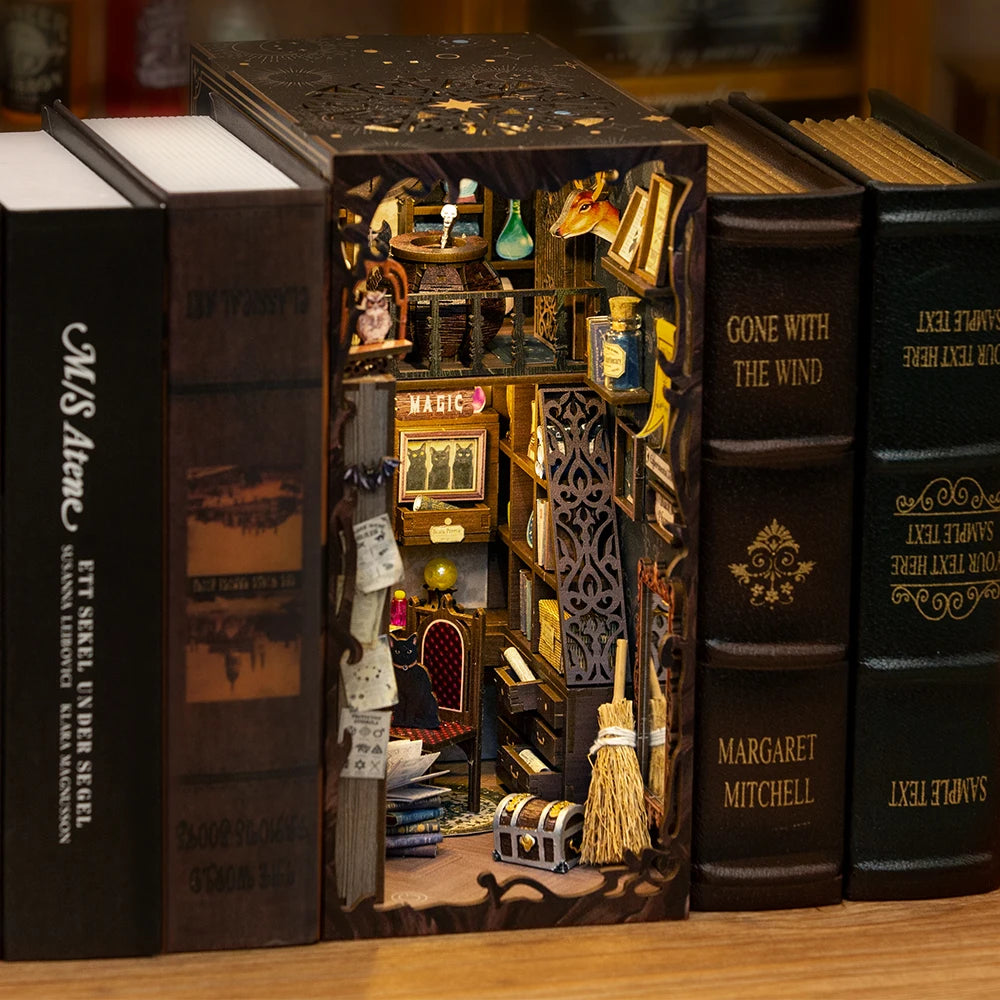 CUTEBEE DIY Miniature Book Nook Kit with Light - Perfect Christmas Decor