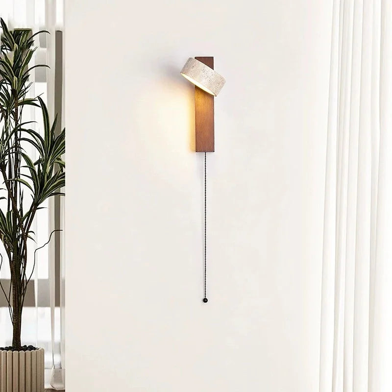 Modern Stone Wall Lamp with Rotatable LED and Pull Switch