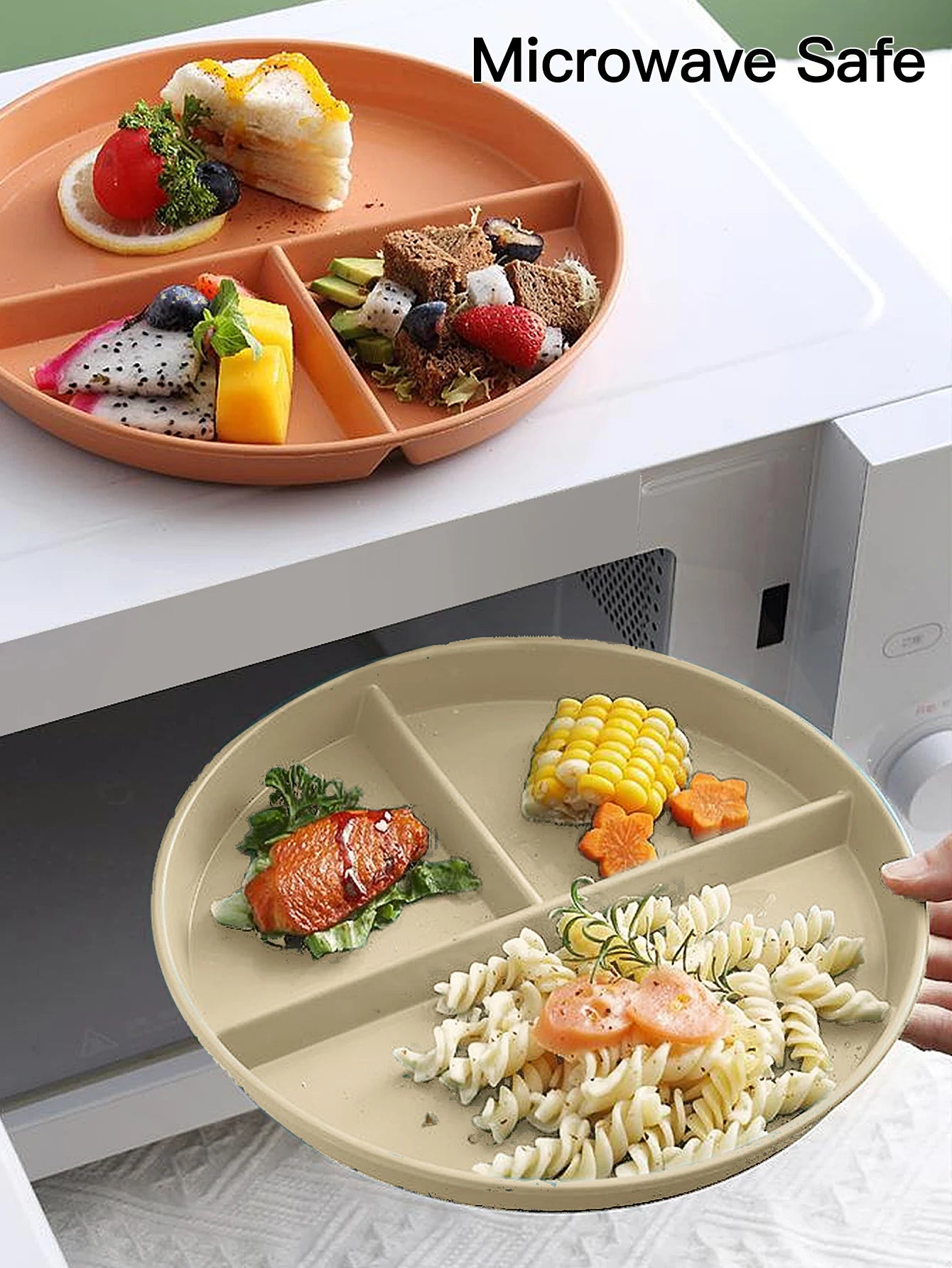 Divided Round Reusable Food Plate - Dishwasher & Microwave Safe