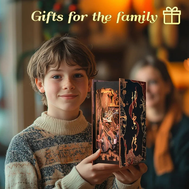 CUTEBEE DIY Book Nook Kit - Miniature Wooden Dollhouse with Lighting