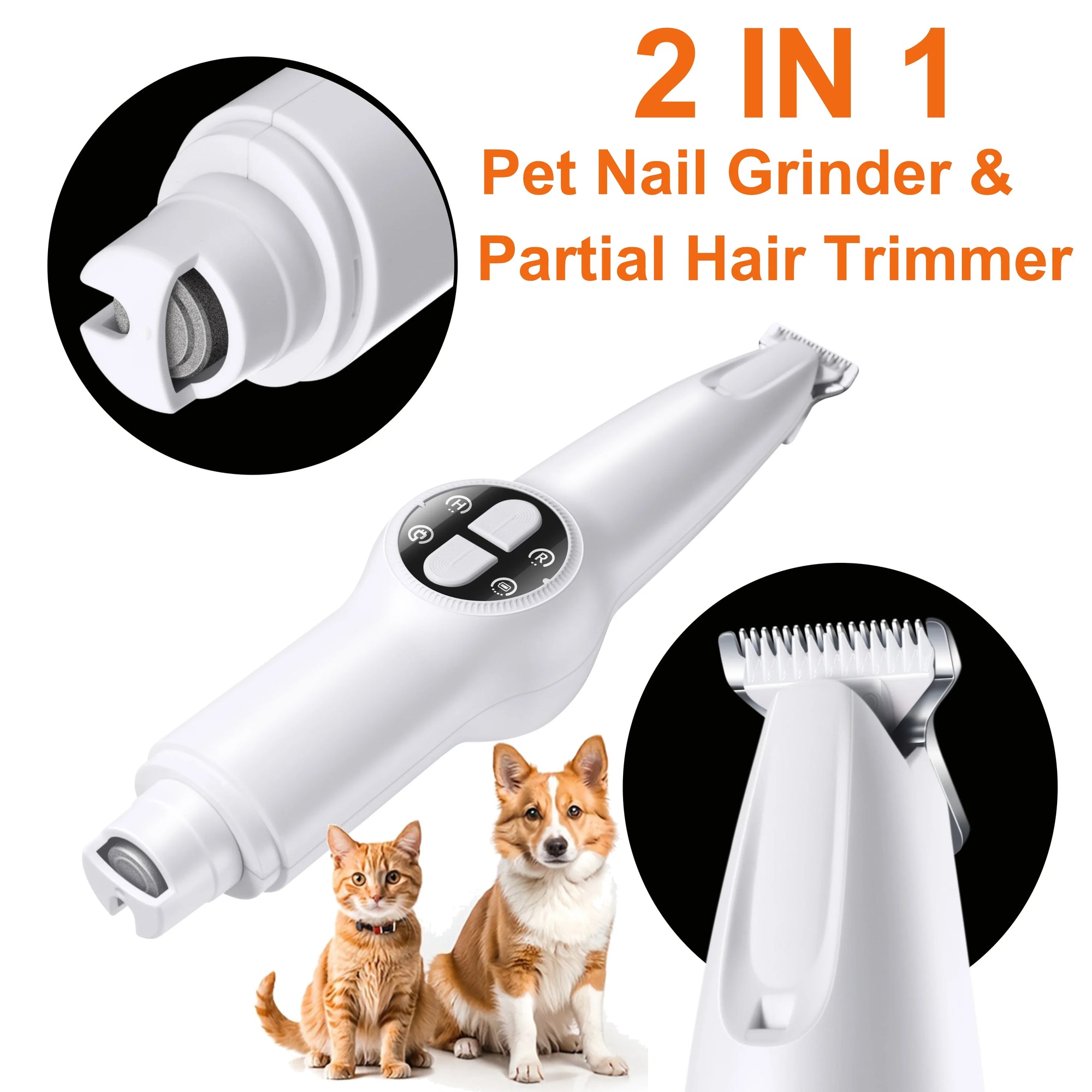 2-in-1 Electric Dog Nail Grinder & Hair Trimmer - Quiet & Efficient