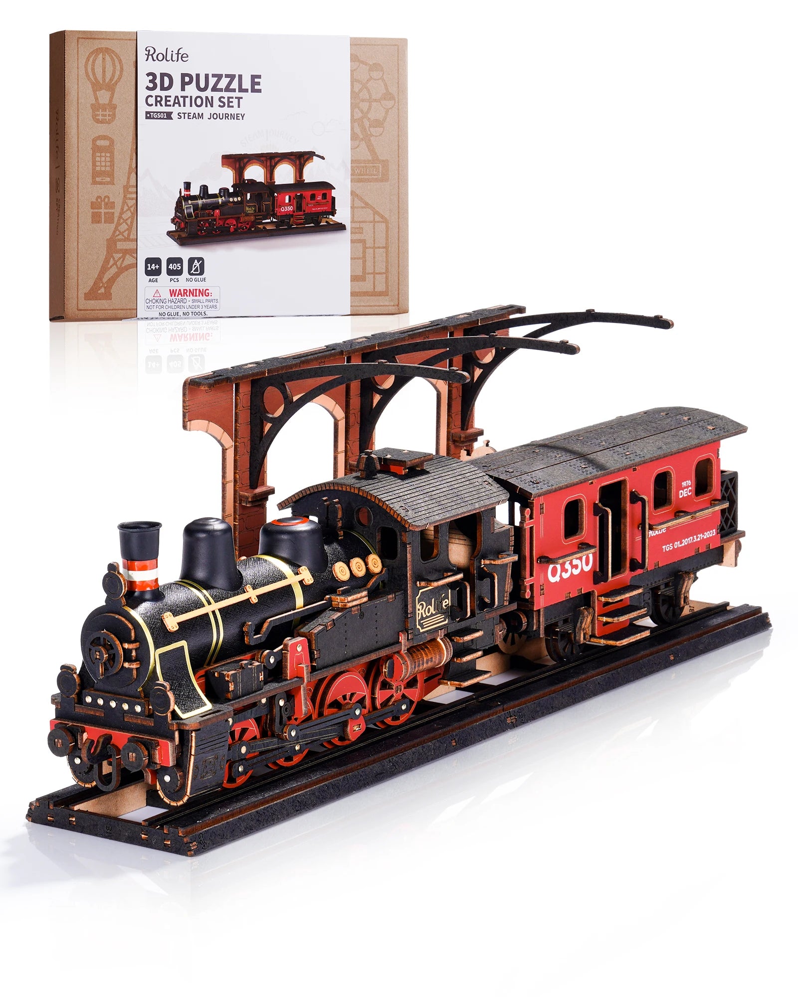 Robotime 3D Wooden Steam Train Puzzle - Engaging Craft Challenge