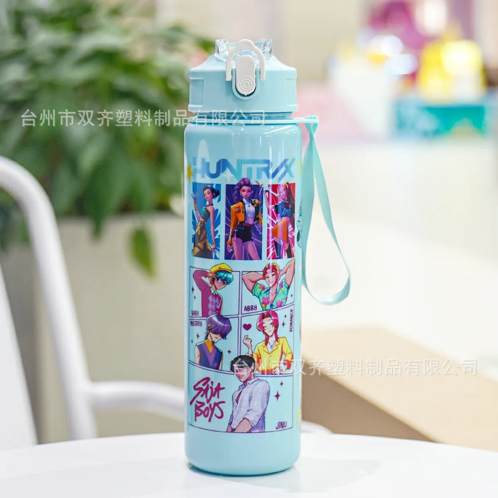 Cute 700ml Cartoon Print Water Cup with Straw - Perfect for Kids