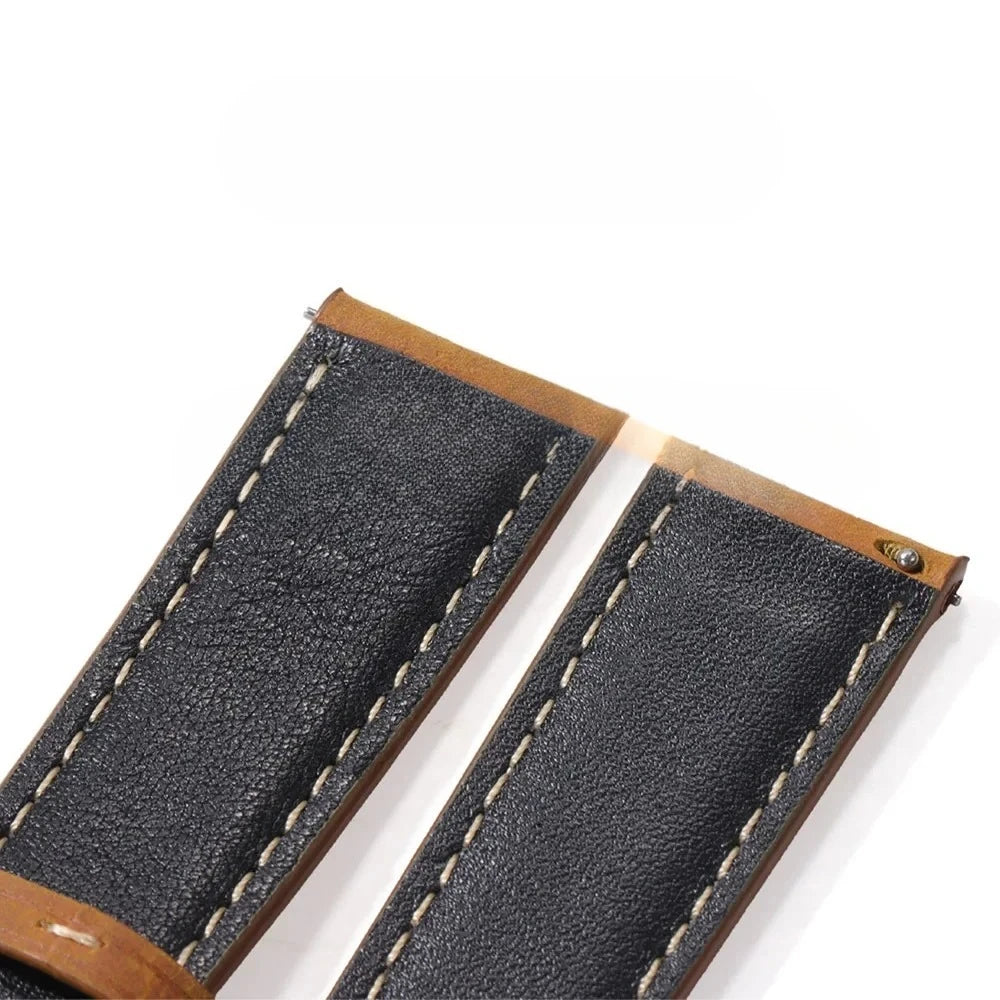 Genuine Leather Watch Band with Butterfly Buckle - 18/20/22mm Options