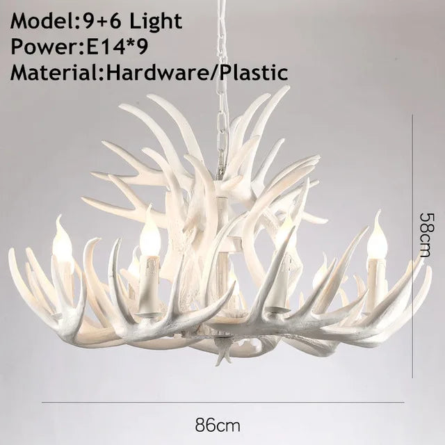 Vintage Deer Horn Pendant Light - Industrial Antler Chandelier