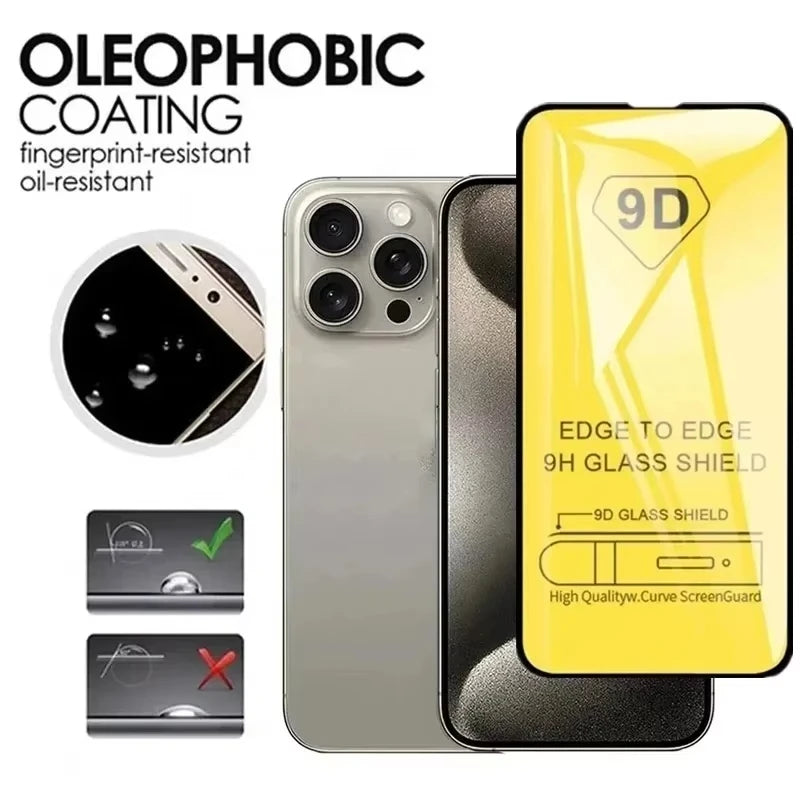 9D Tempered Glass Screen Protector for iPhone 16-8 Series