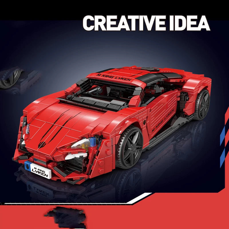 Red Lykan Sport Racing Car Building Block Set - Fun for Kids!