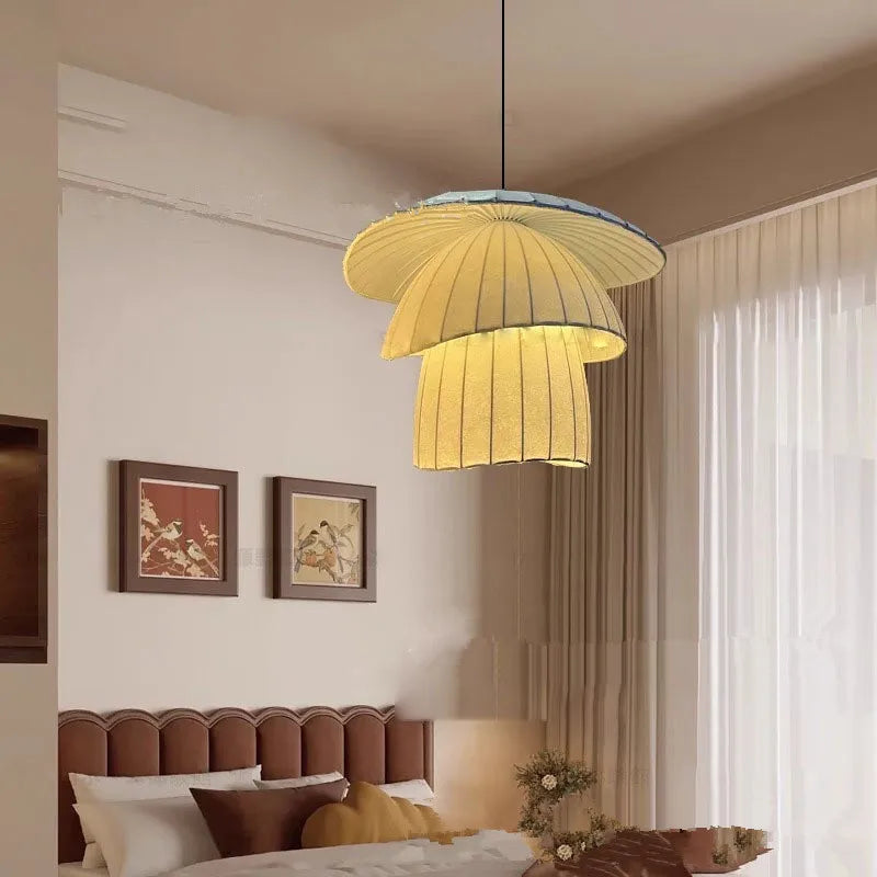 Hand-Woven Japanese Wabi Sabi Pendant Light - Minimalist Chandelier